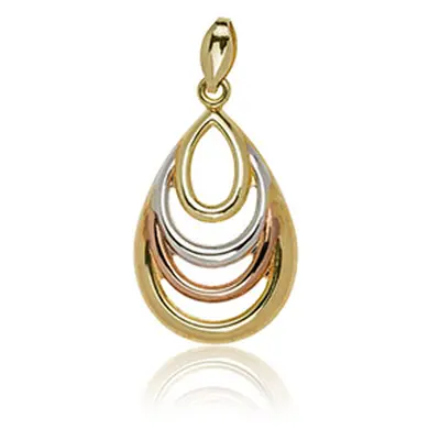 9ct 3 Colour Teardrop Pendant