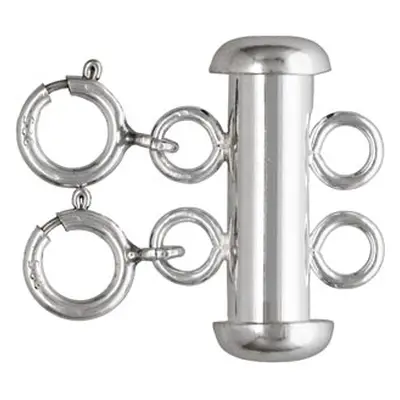 Sterling Silver 2 Row Bolt Ring Tube Clasp 16x4mm