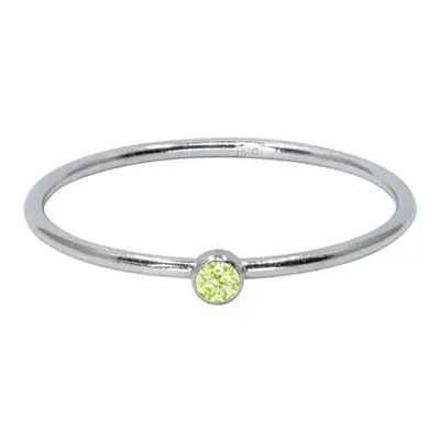 Sterling Silver August Birthstone Stacking Ring 2mm Lime Cubic Zirconia