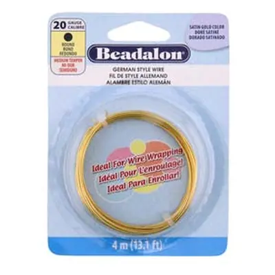 Beadalon German Style Wire, Round, Satin Gold Colour, 20 Gauge, 0.81mm X 4m