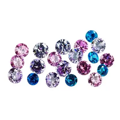 Mixed Colour Cubic Zirconia, Round, Pack of 20 Various Sizes