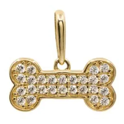 9ct Yellow Gold Dog Bone Design Pendant With Cubic Zirconia