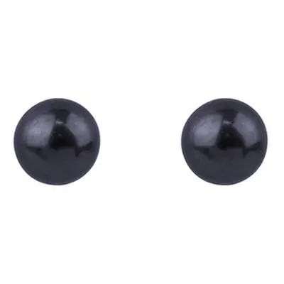 Sterling Silver 4.5mm Round Black Pearl Studs Pair