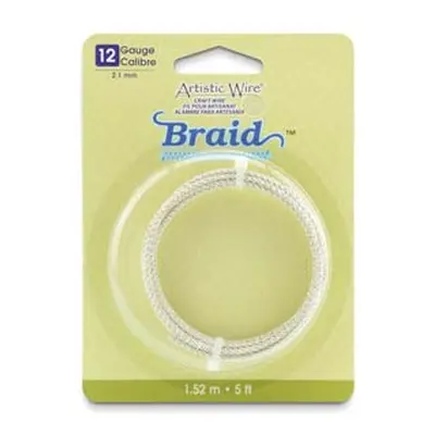 Beadalon Artistic Wire 12 Gauge Round Braid Tarnish Resistant Silver 2.1mm X 1.5m