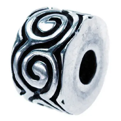 Sterling Silver Oxidised Stopper Bead Scroll Pattern