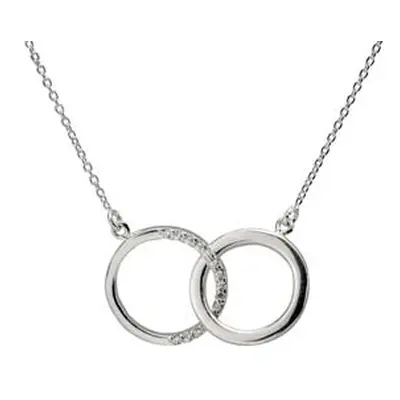 Sterling Silver Double Circle Design Necklet Set With Cubic Zirconia