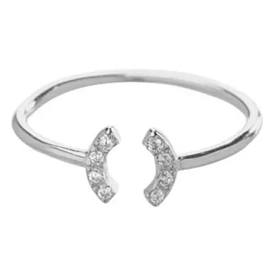 Sterling Silver Arc Design Adjustable Ring With White Cubic Zirconia