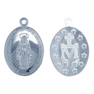 Sterling Silver Pendant Ks2358 0.90mm Double Sided, Pierced Miraculous Medal, 100% Recycled Silv