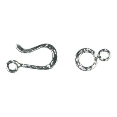 Sterling Silver Textured Hook And Ring Clasp, 23mm Hook, 15mm Ring