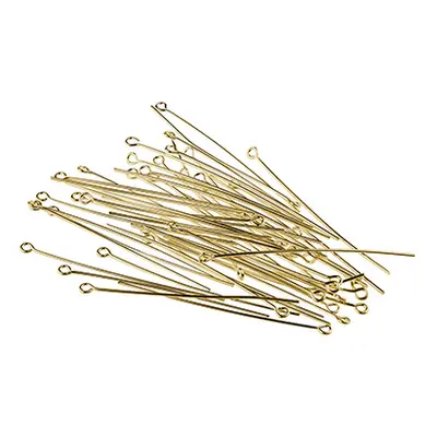 Gold Plated Eye Pins 50mm Pack of 50