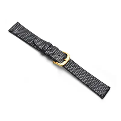 Black Lizard Grain Watch Strap 12mm Genuine Leather