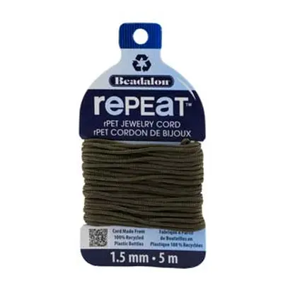 Beadalon rePEaT 100% Recycled Braided Cord, 12 Strand, 1.5mm X 5m, Earth