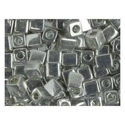 Miyuki Cube Seed Beads 4mm Square Metallic Silver 20g Tube, Miyuki Code Sb4-1051