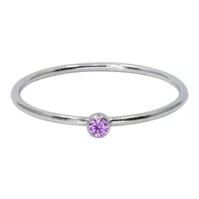 Sterling Silver June Birthstone Stacking Ring 2mm Light Amethyst Cubic Zirconia