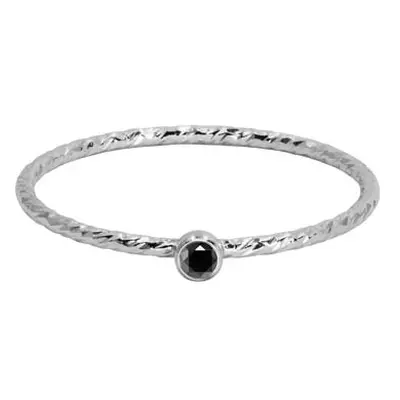 Sterling Silver Sparkle Stacking Ring 2mm Black Cubic Zirconia