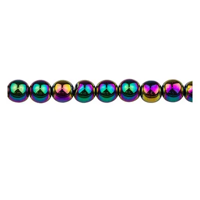 Electroplated Hematite Semi Precious Round Beads, Rainbow, 8mm, 15&quot;-15.5&quot; Strand