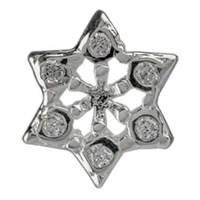 Sterling Silver Snowflake Charm Bead Set With Cubic Zirconia