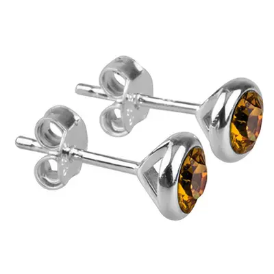 Sterling Silver Earrings November Birthstone 4mm Topaz Crystal