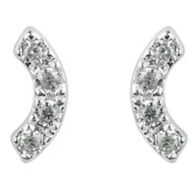 Sterling Silver Arc Design Earrings With White Cubic Zirconia