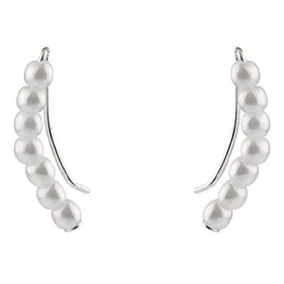 Sterling Silver Imitation White Pearl Ear Climber Earrings