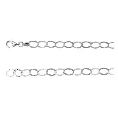 Sterling Silver 6.5mm Hammered Oval Trace Chain, 18&quot;/45cm, 100% Recycled Silver