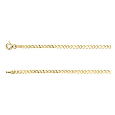 9ct Yellow Gold 2.6mm Diamond Cut Flat Hollow Curb Chain 18&quot;/45cm Hallmarked