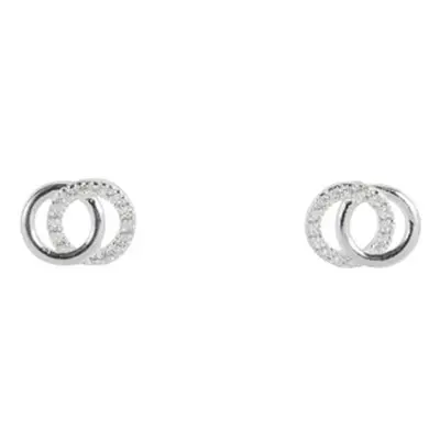 Sterling Silver Double Circle Stud Earrings With Cubic Zirconia