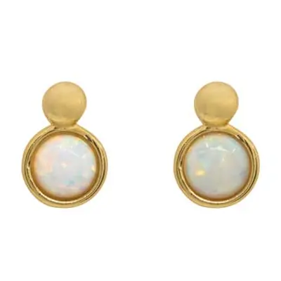 9ct Yellow Gold Opal Design Stud Earrings