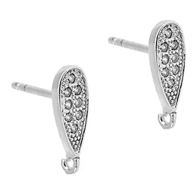 Sterling Silver Stone Set Ear Stud With Ring Pack of 2