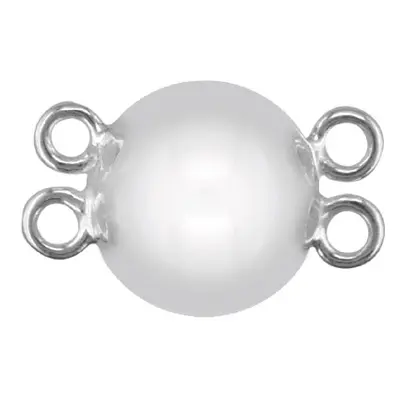 Sterling Silver Magnetic Clasp 12mm 2 Row Ball