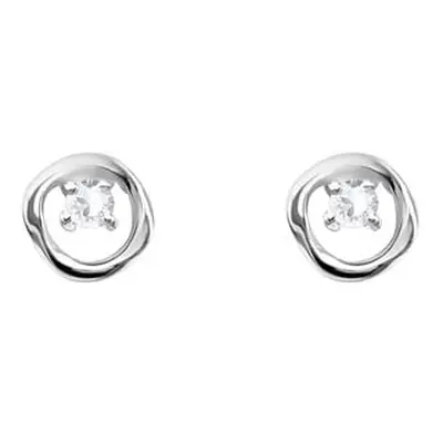 Sterling Silver Organic Circle Cubic Zirconia Stud Earrings