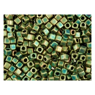 Miyuki Cube Seed Beads 1.8mm Square Matte Patina Iris 8.2g Tube, Miyuki Code Sb18-2008