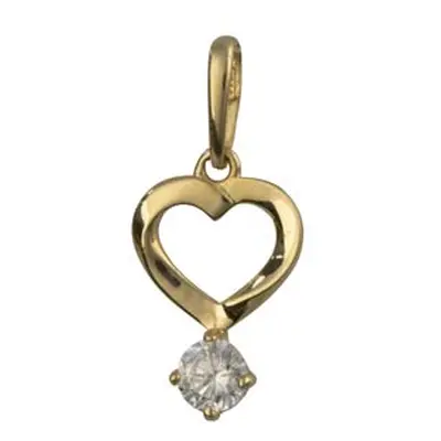 9ct Yellow Gold Heart Outline Pendant With Cubic Zirconia Drop