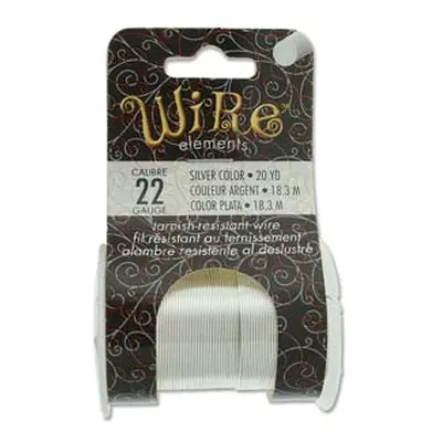 Wire Elements, 22 Gauge, Silver Colour, Tarnish Resistant, Medium Temper, 20yd/18.29m