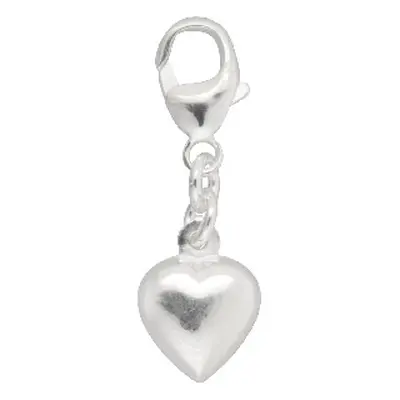 Sterling Silver Heart Charm With 11mm Carabiner Trigger Clasp