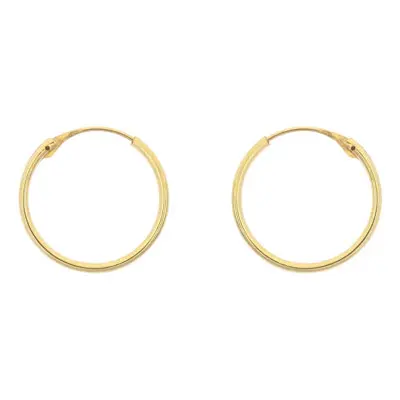 9ct Yellow Gold Creole Sleeper Superlight 14mm Hoops, Pack of 2, 100% Recycled Gold