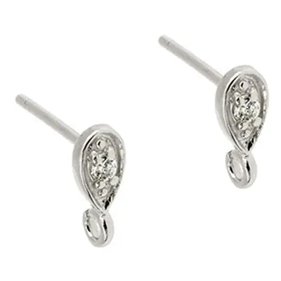 Sterling Silver Stone Set Ear Stud With Ring Pack of 2