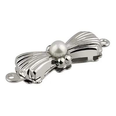 Sterling Silver Clasp With Cultured Pearl 17x6mm Bow Shape