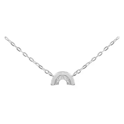 Sterling Silver Arc Design Necklet With White Cubic Zirconia 18&quot;/45cm