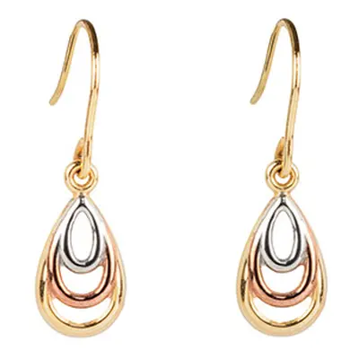 9ct 3 Colour Teardrop Earrings