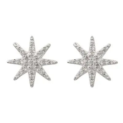 Sterling Silver Octogram Star Design Stud Earrings With Cubic Zirconia