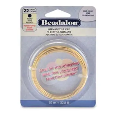 Beadalon German Style Wire, Round, Gold Colour, 22 Gauge, 0.64mm X 10m