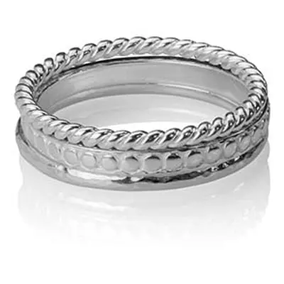 Sterling Silver Rope Design Three Stacking Rings, Size O