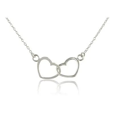 Sterling Silver Double Heart Necklet, 16&quot;/40cm Chain