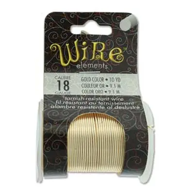 Wire Elements, 18 Gauge, Gold Colour, Tarnish Resistant, Medium Temper, 10yd/9.14m