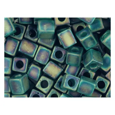 Miyuki Cube Seed Beads 4mm Square Matte Transparent Teal 20g Tube, Miyuki Code Sb4-2405fr