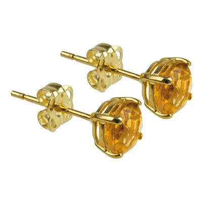 9ct Yellow Gold Birthstone Earrings 5mm Round Champagne/orange/yellow Topaz - November