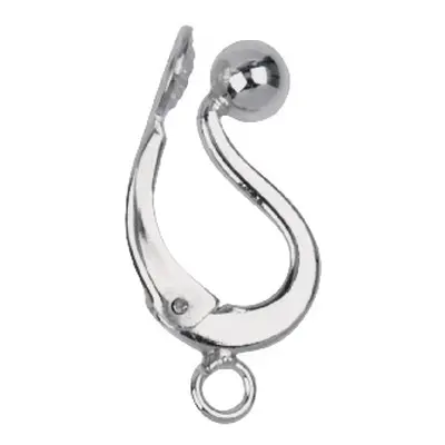 Sterling Silver S Ear Clip For Drops Pair, With 4mm Bead At Top Of Wire And Ring