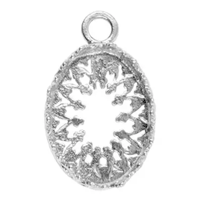 Sterling Silver Oval Filigree Bezel Cup 14mm X 10mm