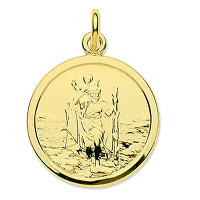 9ct Yellow Gold St. Christopher, Medium Round Hallmarked